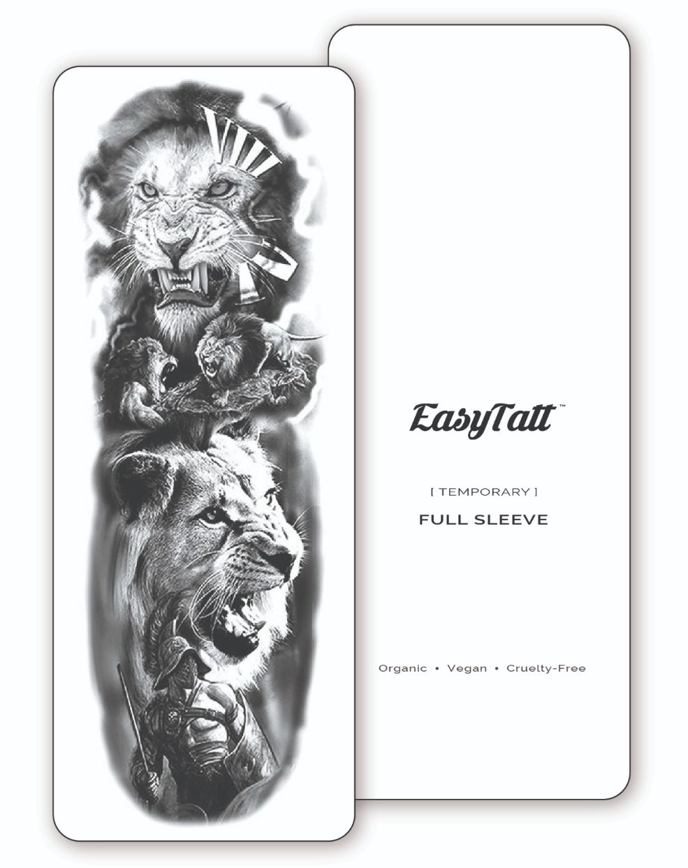 (Full Sleeve) Lion Battle - Temporary Tattoo