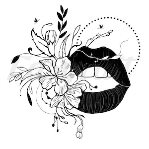 Flower Lips - By Jen - Temporary Tattoo