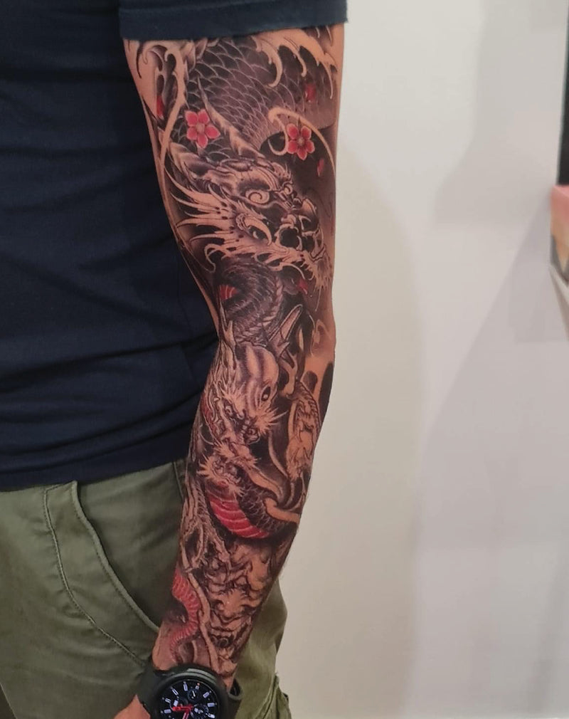 (Full Sleeve) Japanese Dragon - Temporary Tattoo