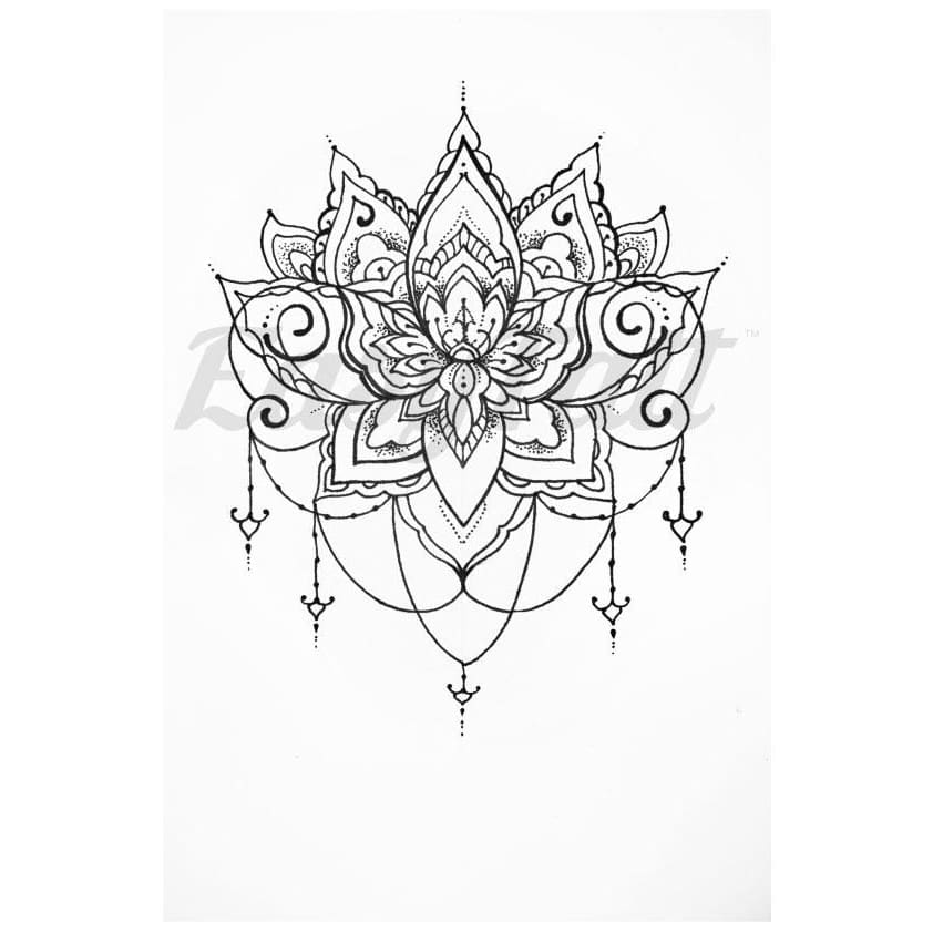 Simple Lotus Flower - Temporary Tattoo