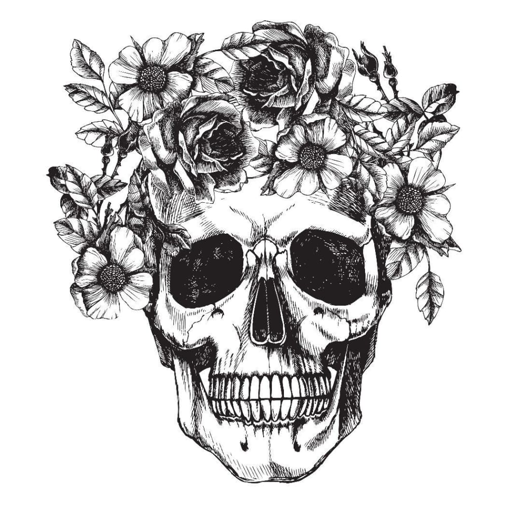 Skull and Roses - Temporary Tattoo