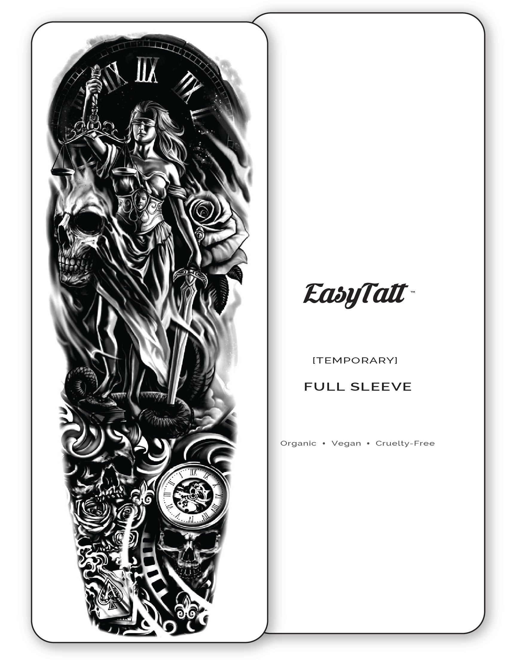 (Full Sleeve) Justice Time - Temporary Tattoo