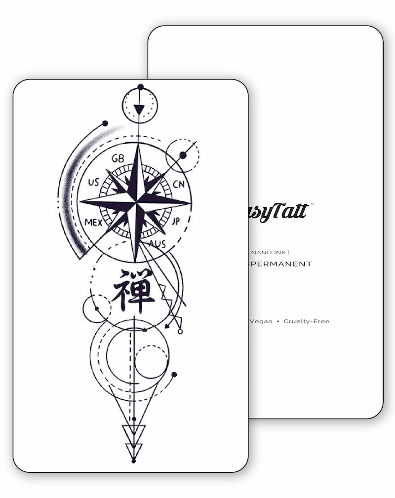 Abstract Compass - Semi-Permanent Tattoo