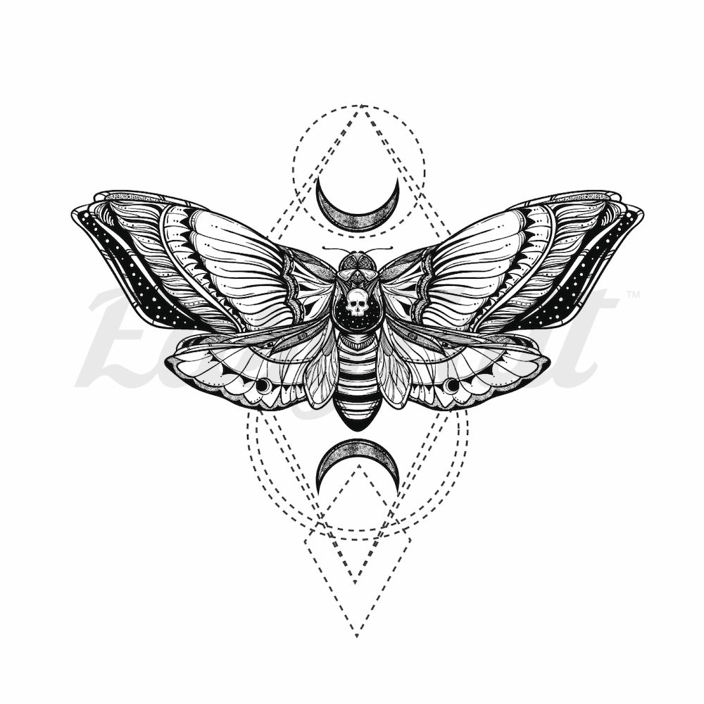 Abstract Death Moth - Temporary Tattoo