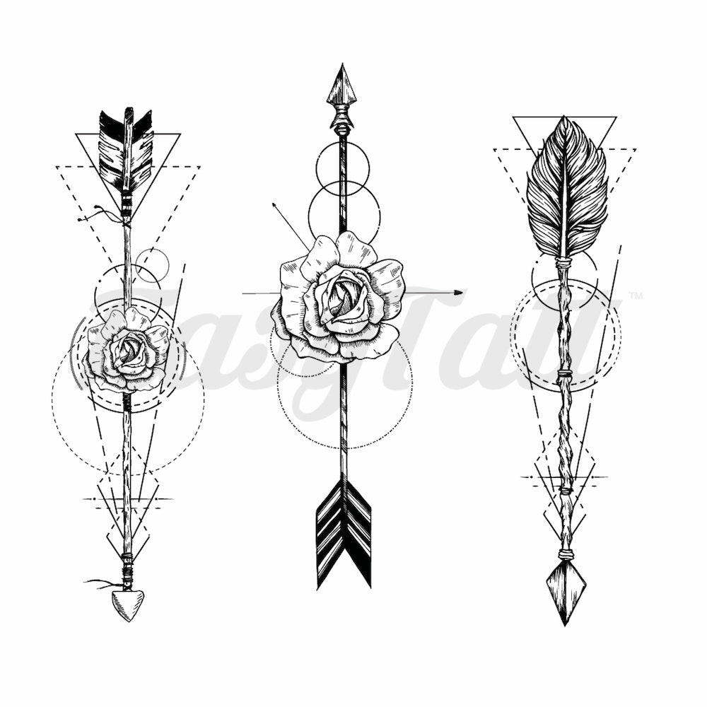 Abstract Floral Arrows - Temporary Tattoos