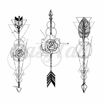 Abstract Floral Arrows - Temporary Tattoos