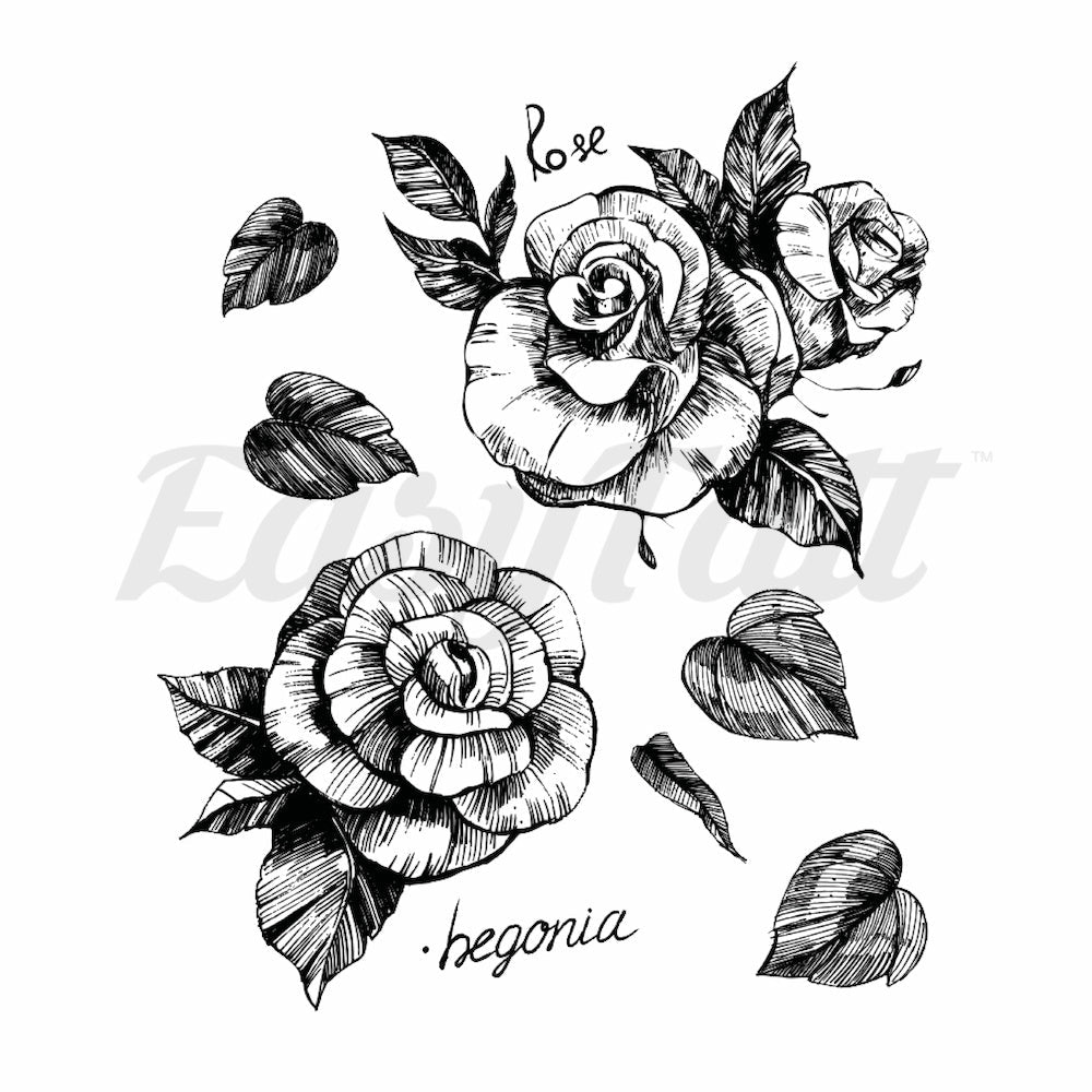 Blackwork Roses - Temporary Tattoos