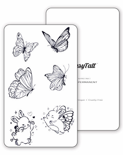 (6 Tattoos) Butterflies and Bunnies - Semi-Permanent Tattoos