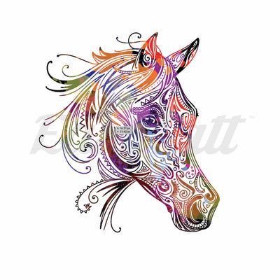 Colourful Horse - Temporary Tattoo