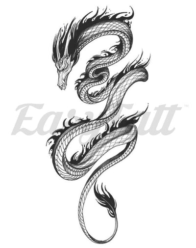 Twirling Dragon - Temporary Tattoo