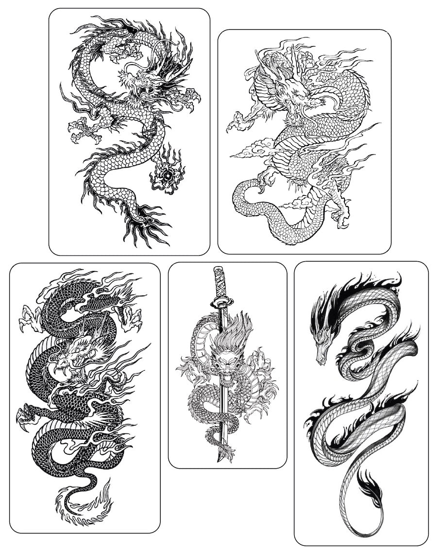(XL Size) Dragons - Temporary Tattoos