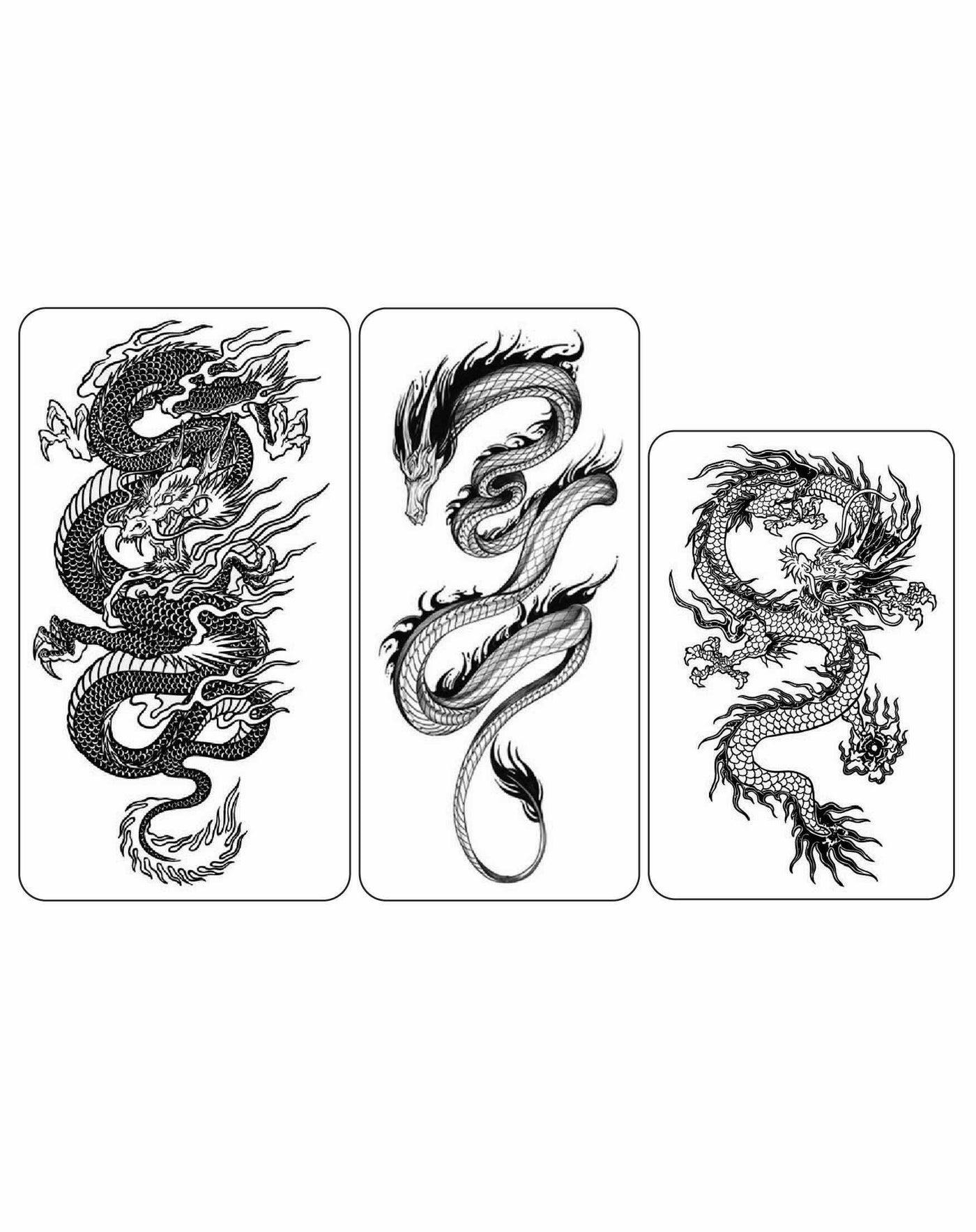 (Half Sleeves Pack) Dragon Trio - Temporary Tattoos