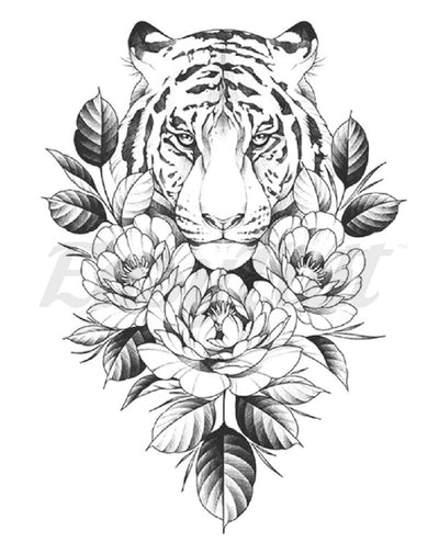 Floral Tiger - Temporary Tattoo