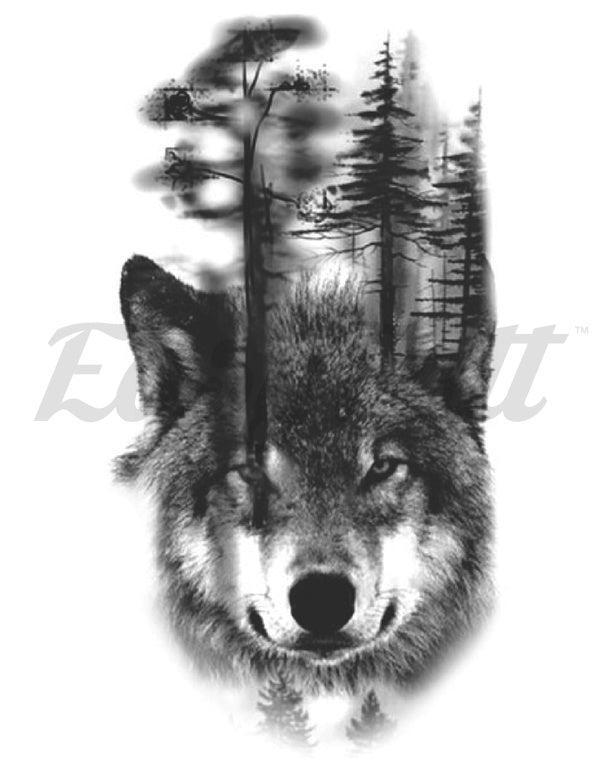Focused Wolf - Temporary Tattoo