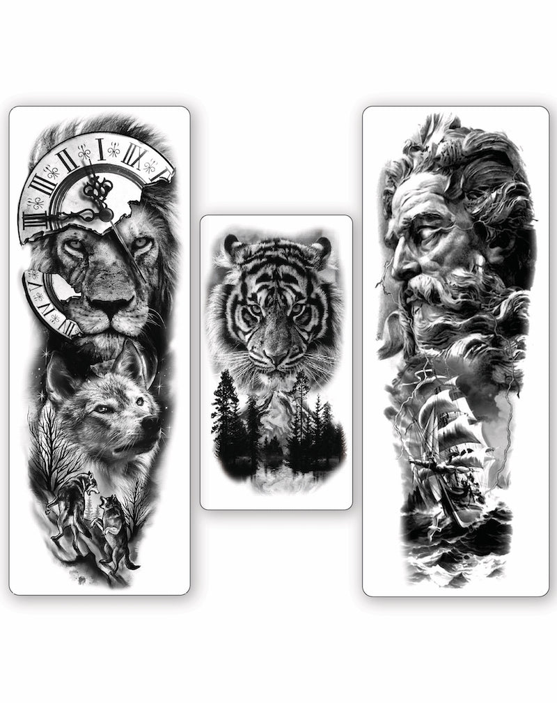 (Half Sleeve + Full Sleeves Pack) Courage - Temporary Tattoos