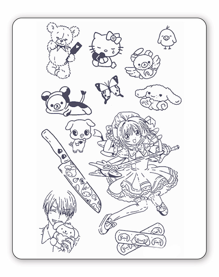 (12 Tattoos) Hello Kitty Girl - Semi-Permanent Tattoos