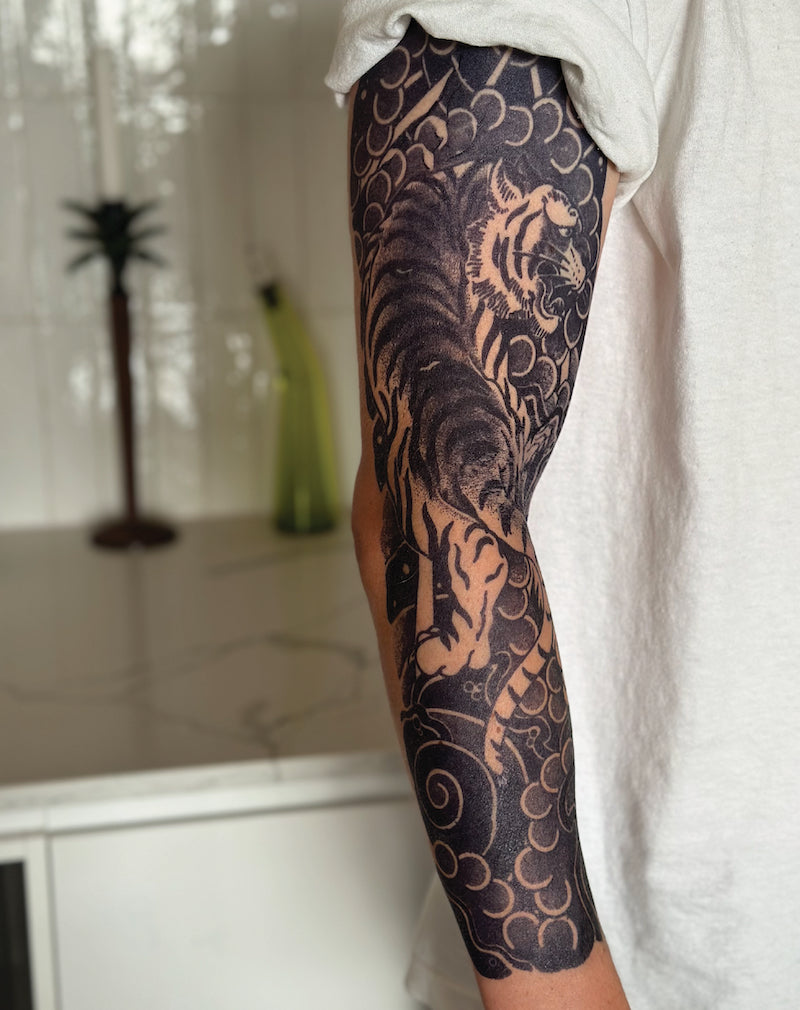 (Full Sleeve) Japanese Tiger Style - Semi-Permanent Tattoo