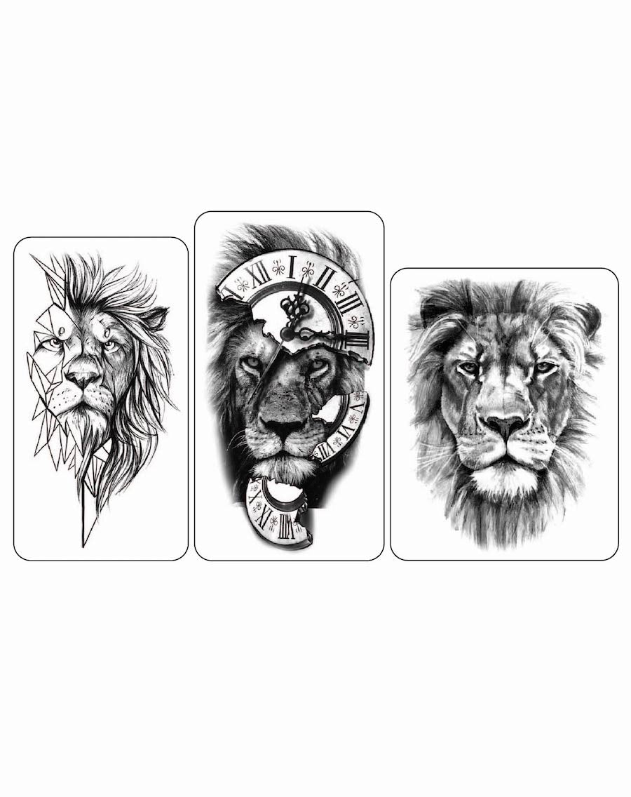 (Half Sleeves Pack) Lions Trio - Temporary Tattoos