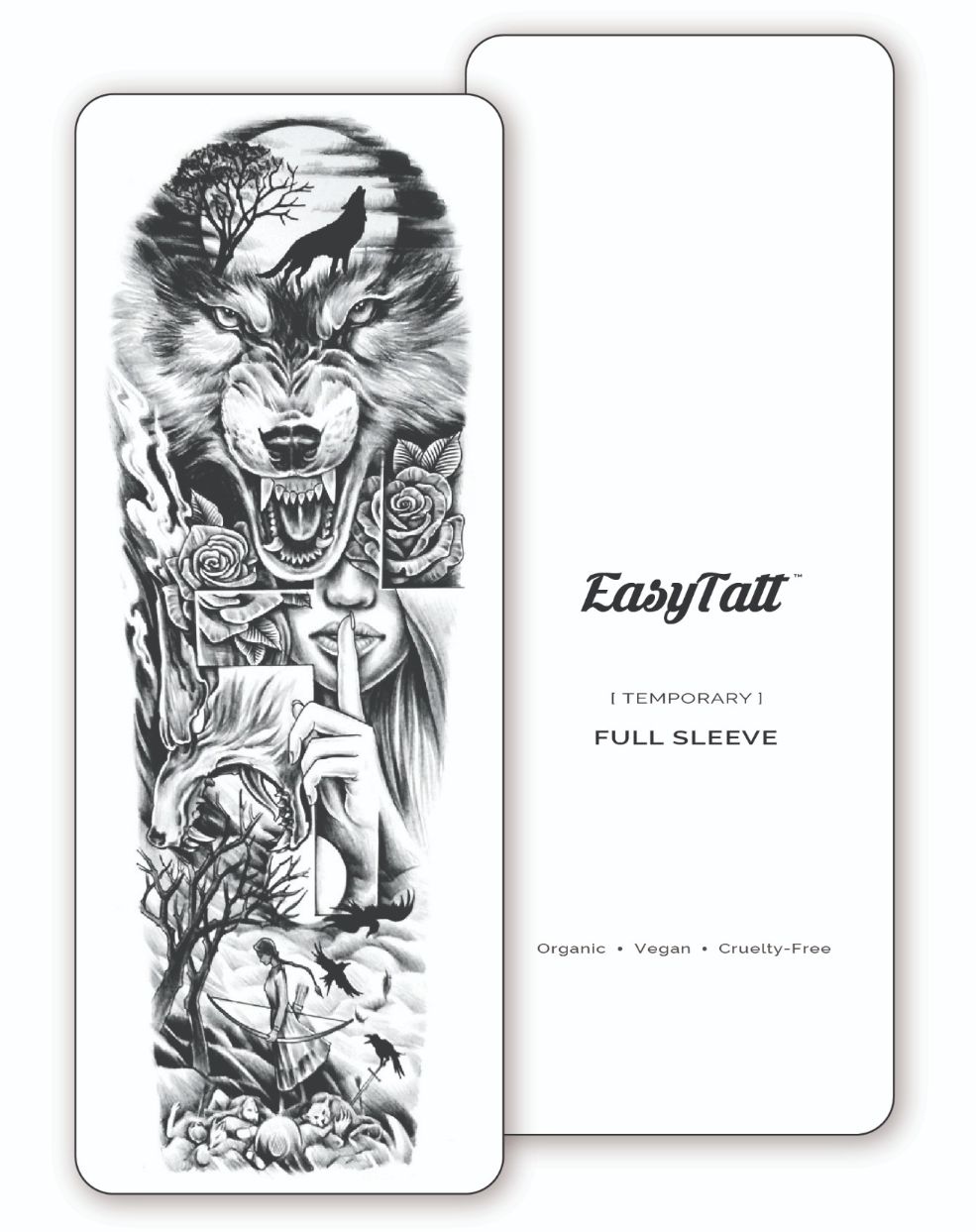 (Full Sleeve) Lone Hunter - Temporary Tattoo