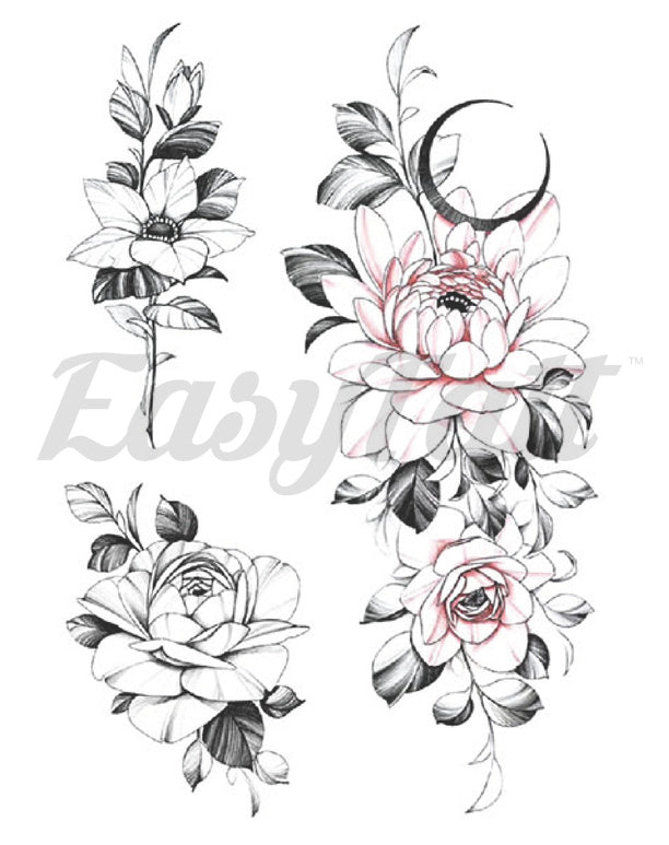 Moon Blooms - Temporary Tattoos