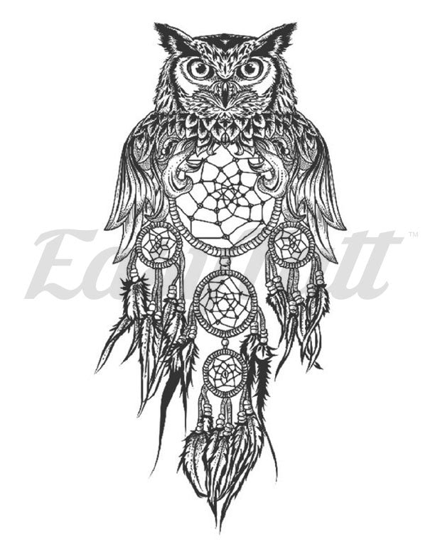 Owl Dreamcatcher - Temporary Tattoo