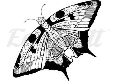 Patterned Moth - Temporary Tattoo