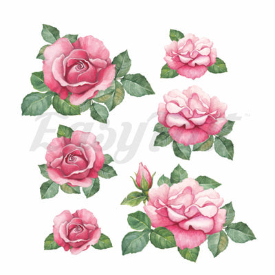 Pink Roses - Temporary Tattoos