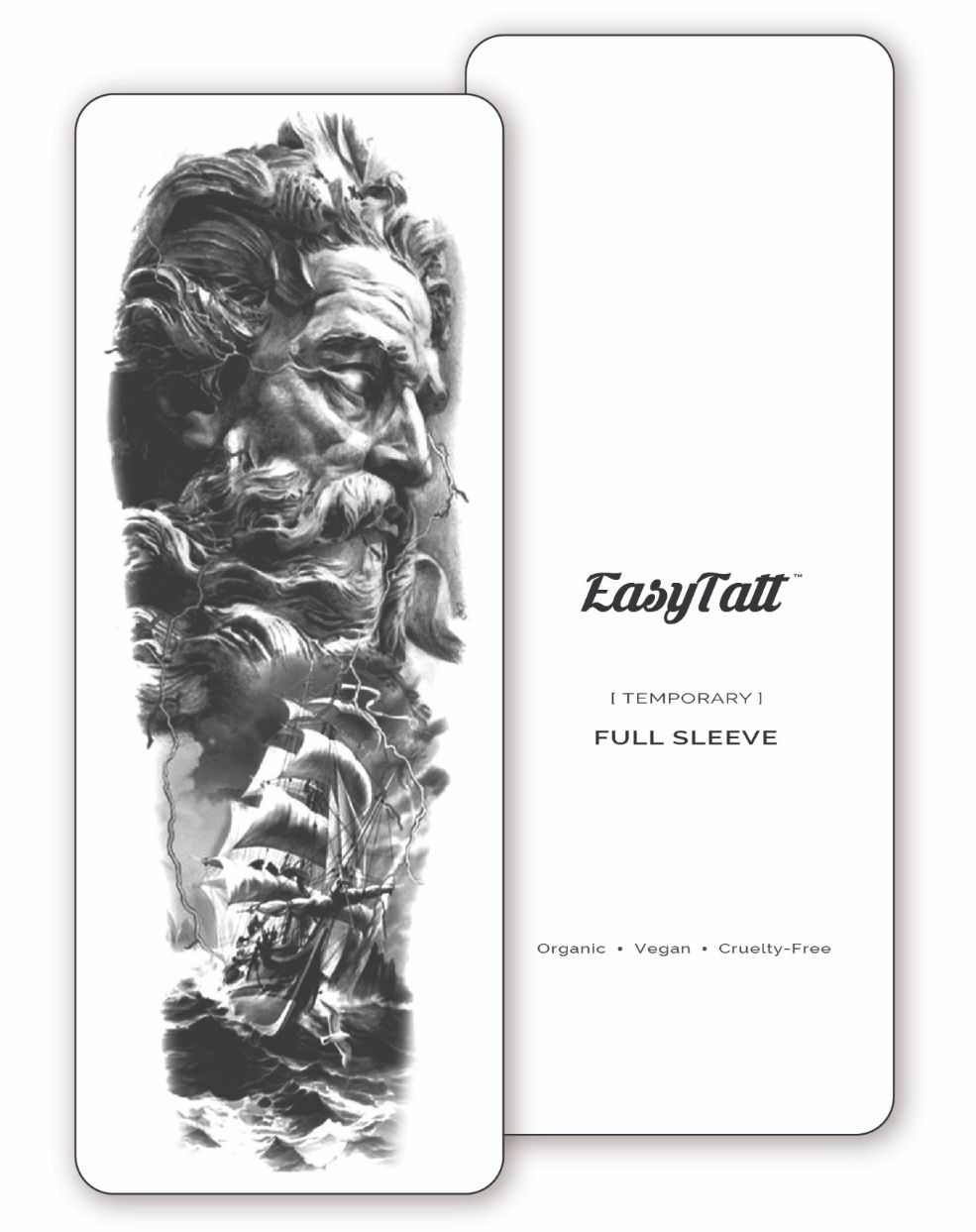 (Full Sleeve) Poseidon God of the Sea - Temporary Tattoo