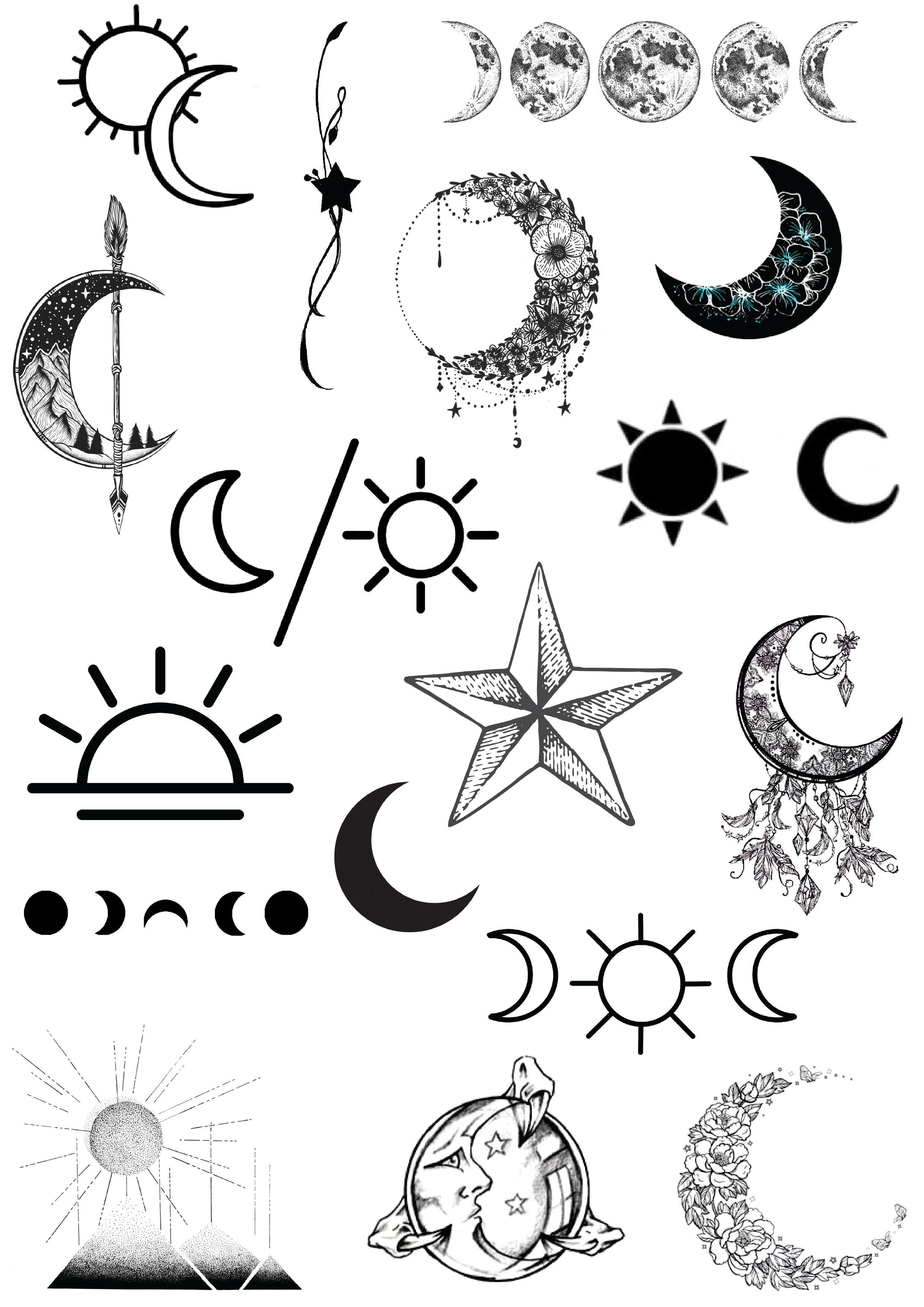 (17 Tattoos) Sun Moon and Stars