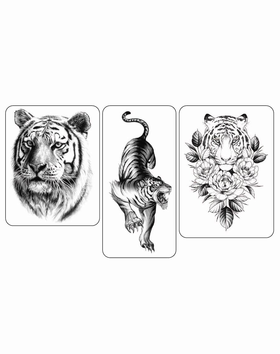 (XL Size) Tiger Trio - Temporary Tattoos