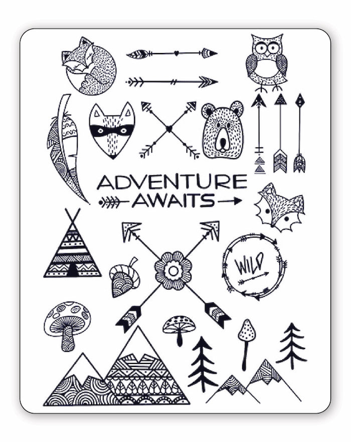 (23 Tattoos) Adventure Awaits - Semi-Permanent Tattoos