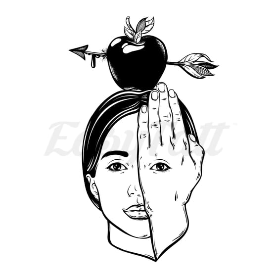 Arrow Apple on Head - Temporary Tattoo