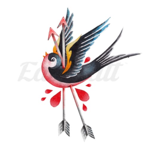 Arrows through Swallow - Temporary Tattoo