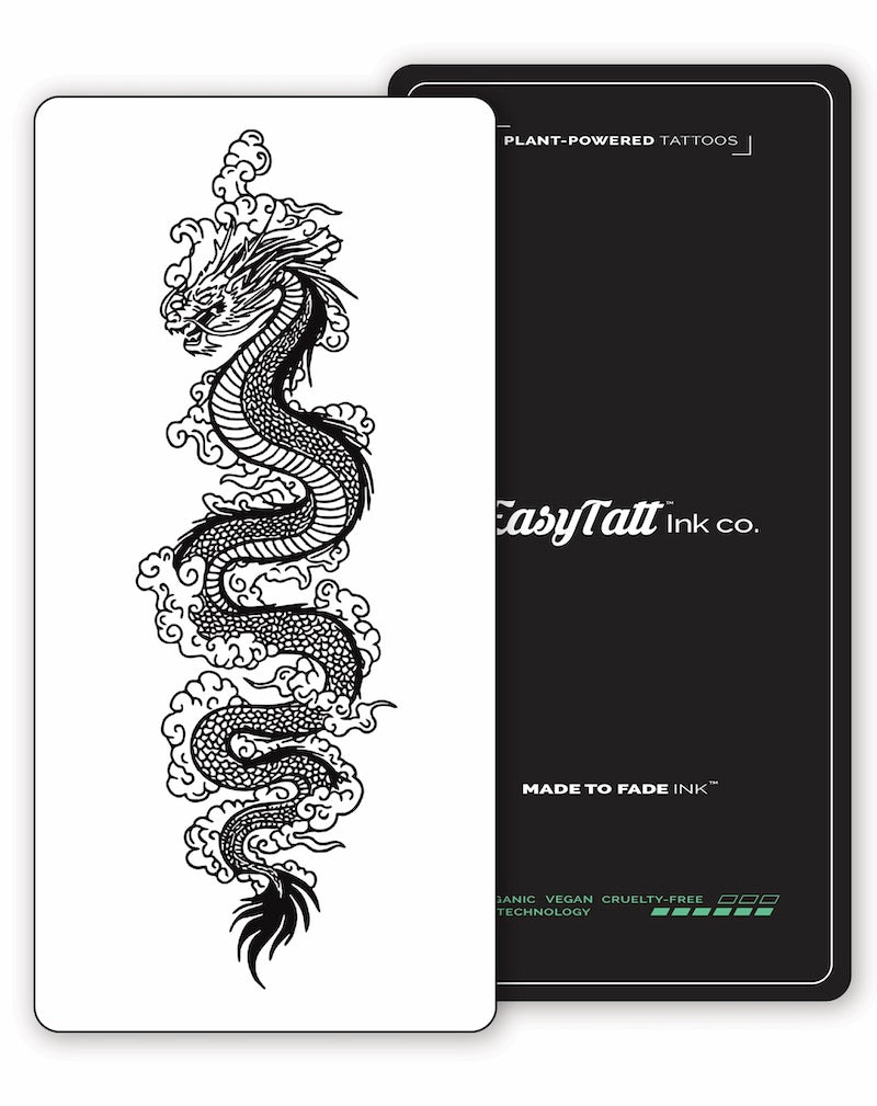 fierce dragon ascending through clouds temporary tattoo
