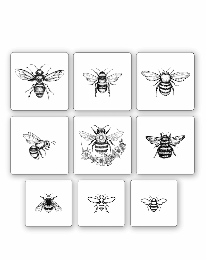 (9 Tattoos) Bee Kind - Semi-Permanent Tattoos