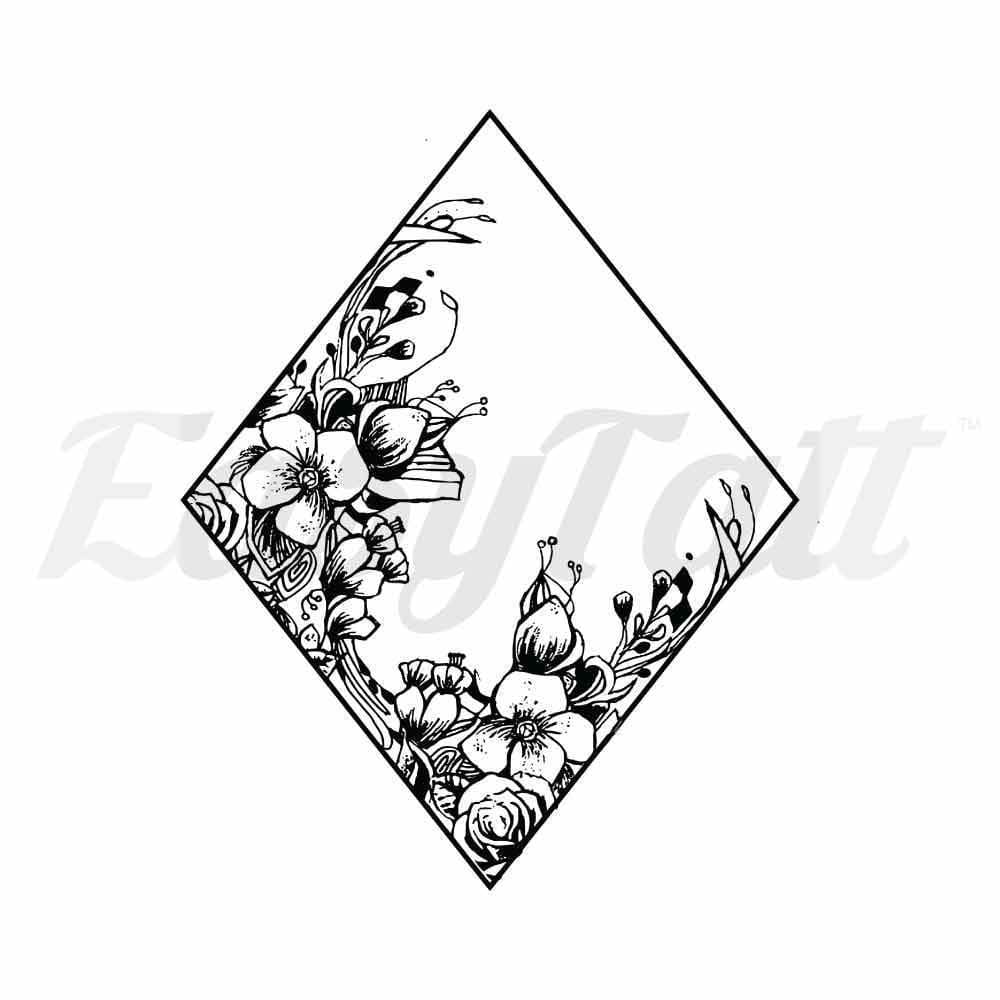 Black Floral Diamond - By Jen - Temporary Tattoo