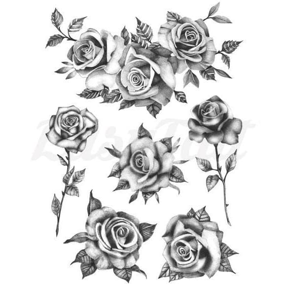 Black Roses - Temporary Tattoo