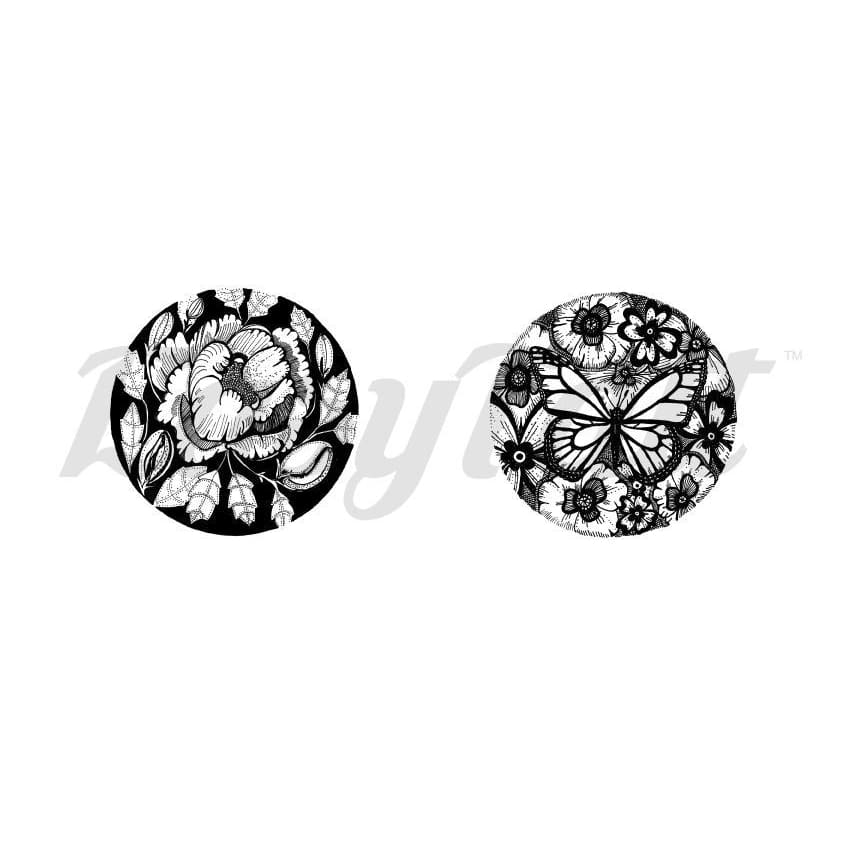 Butterfly and Peony Rose - By Mhairi Stella - Temporary