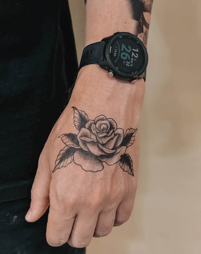 Classic Black Rose - Temporary Tattoo