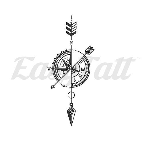 Compass Arrow - Temporary Tattoo