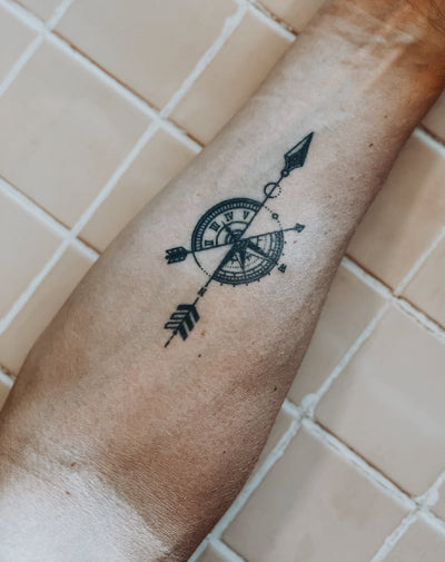 Arrow Compass - Semi-Permanent Tattoo
