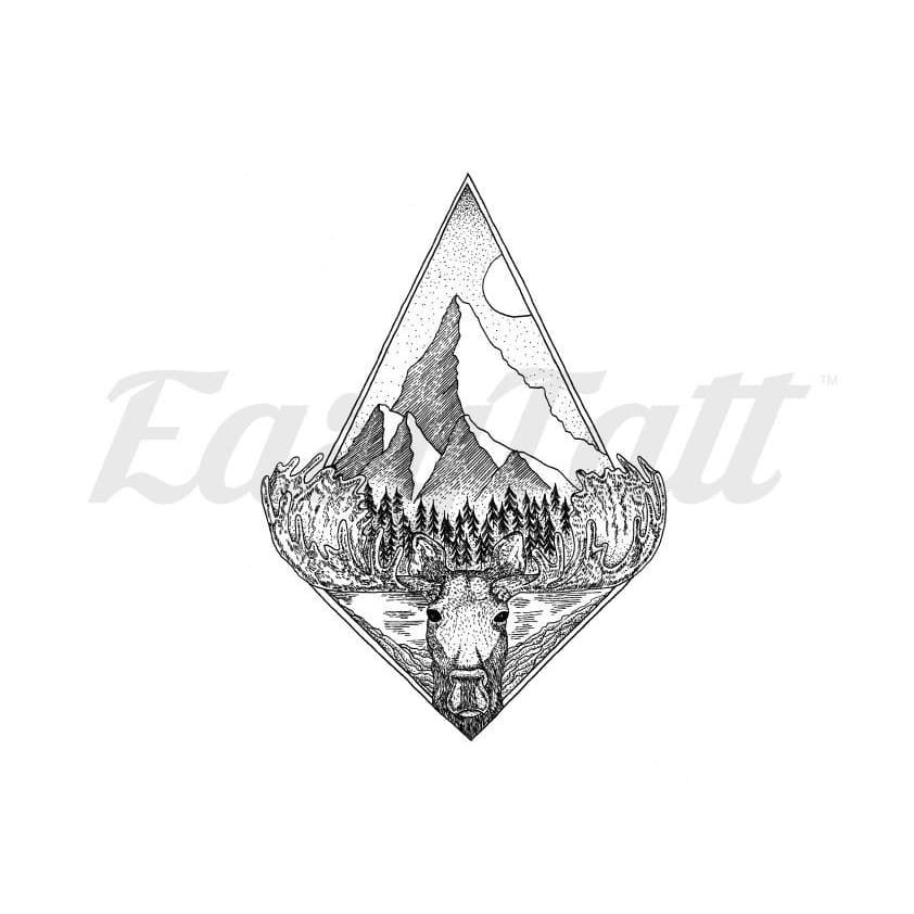 Deer Landscape - By Kiryadi - Temporary Tattoo