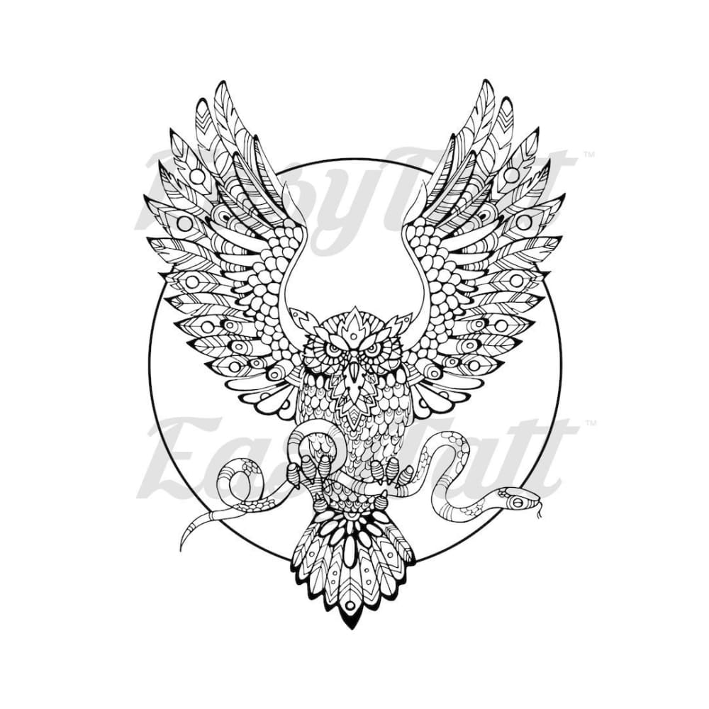 Detailed Owl - Temporary Tattoo