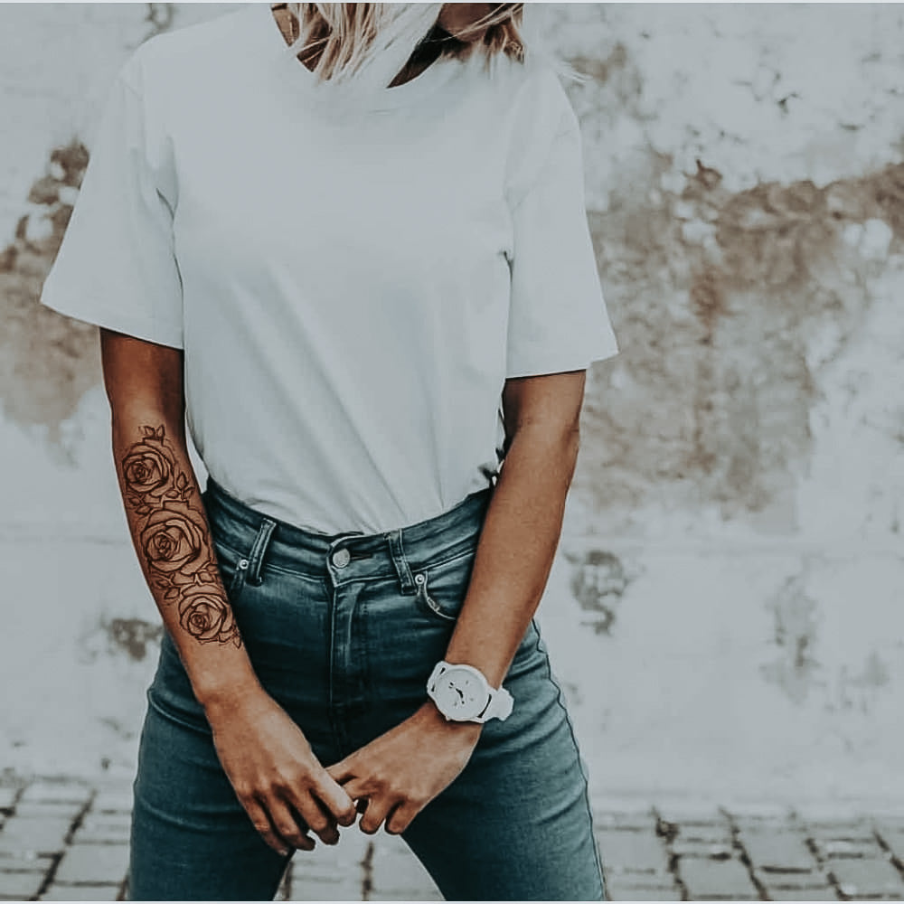 Dot Work Roses - Temporary Tattoo