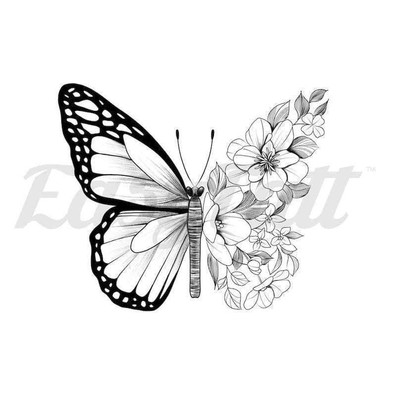 Floral Butterfly - Temporary Tattoo