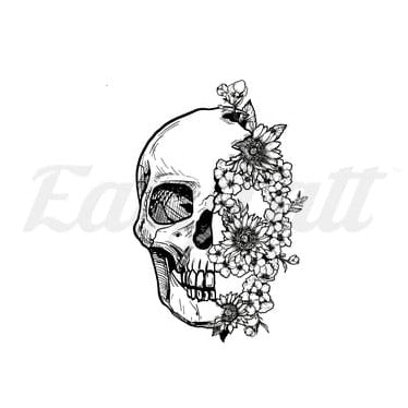 Floral Skull - Temporary Tattoo