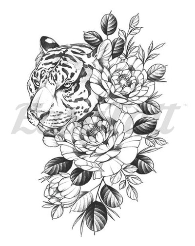 Floral Jaguar - Temporary Tattoo