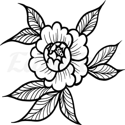 Flower and Leaves - Temporary Tattoo