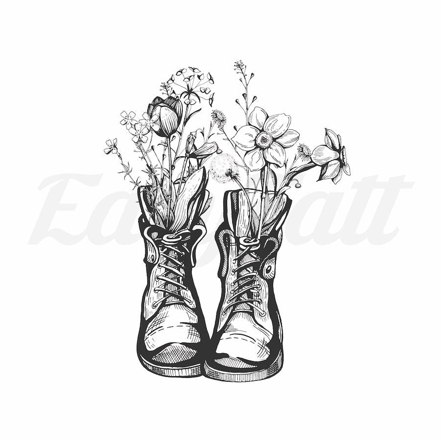 Flower Boots - Temporary Tattoo