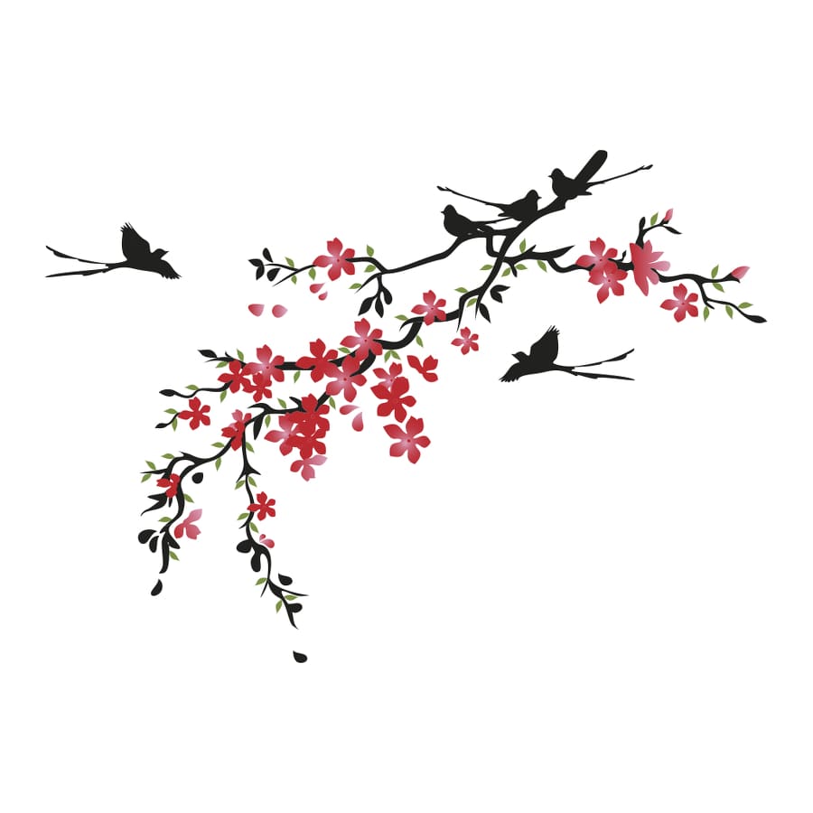 Flowers and Birds - Temporary Tattoo